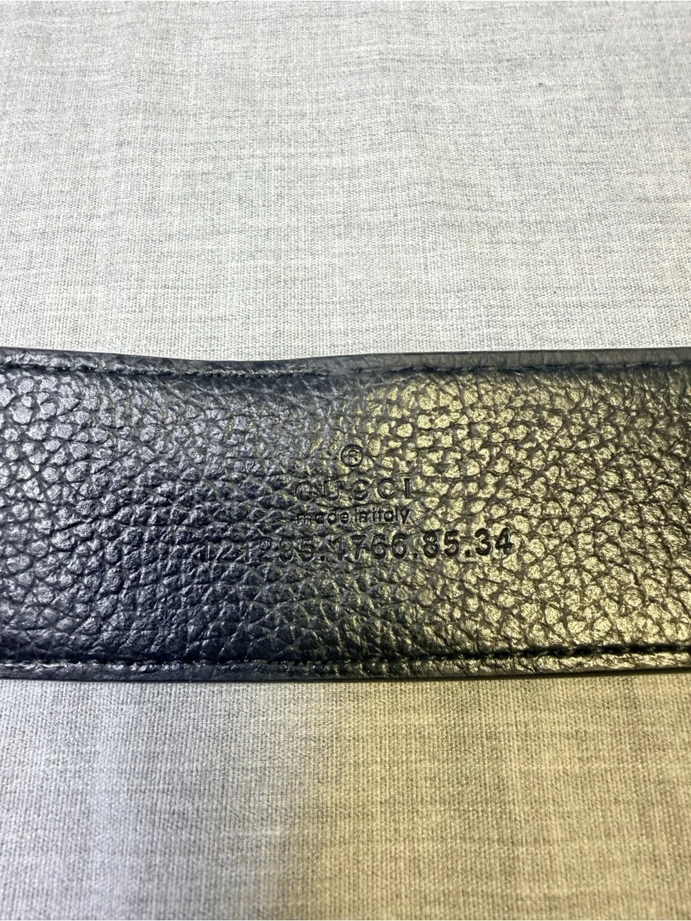 Gucci Black Embossed Leather Belt with Silver Double G Buckle